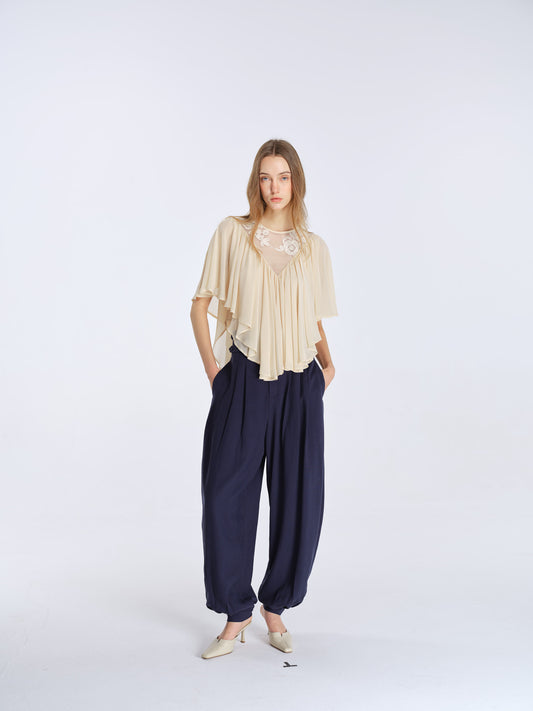 Milo Draped Trousers-Navy