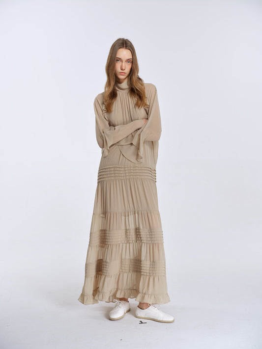 Amelia Tiered Pleat Dress