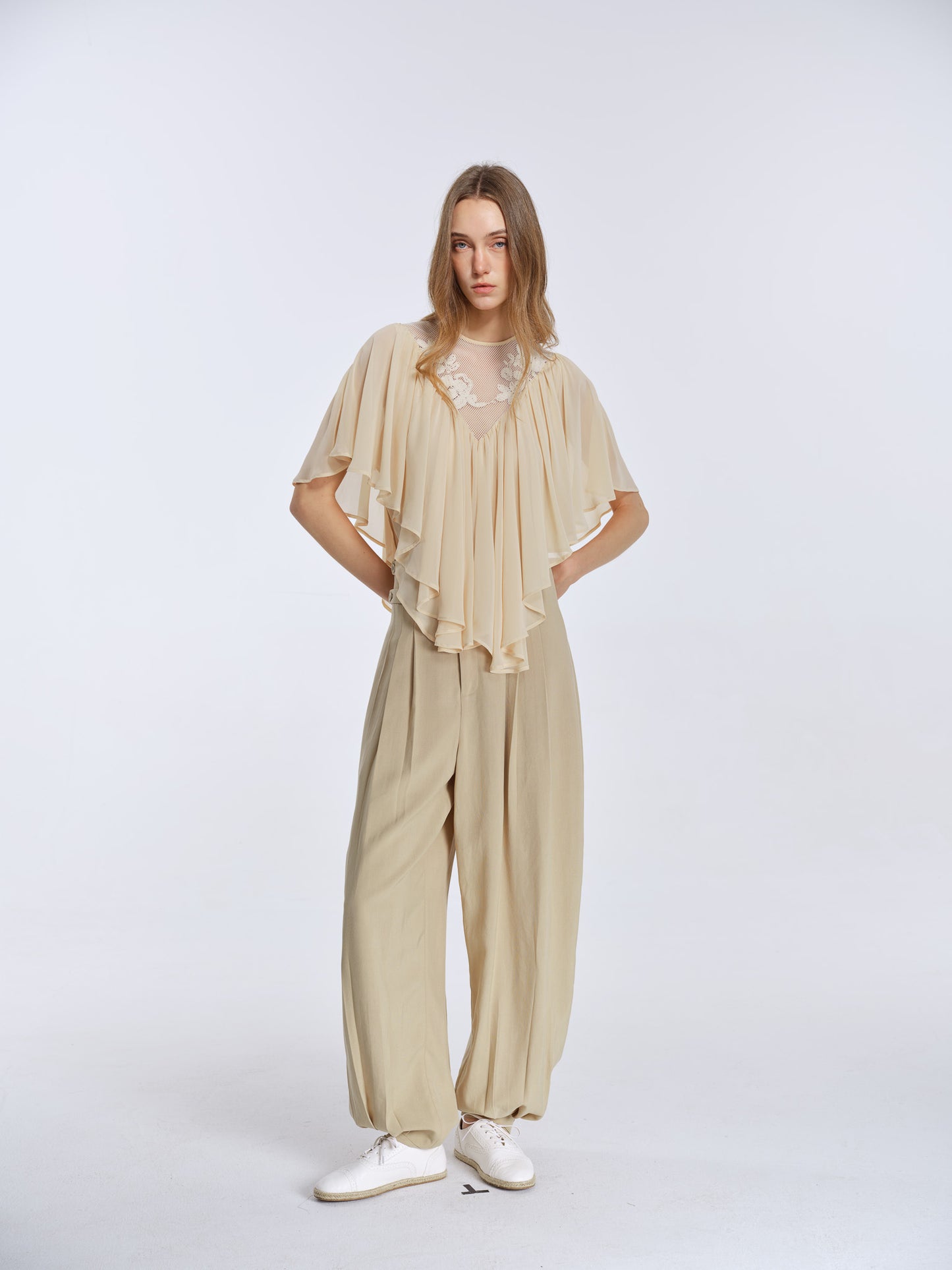 Milo Draped Trousers-Sand
