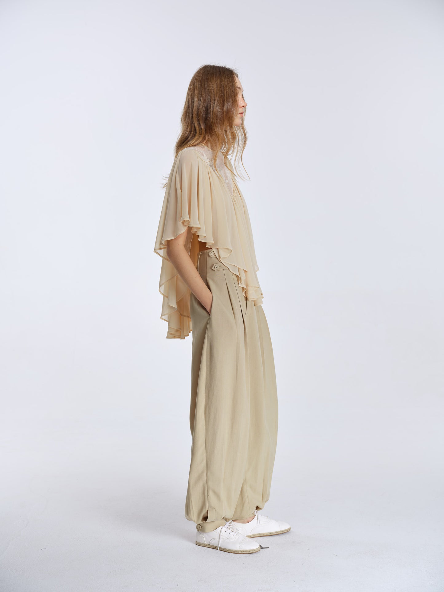 Milo Draped Trousers-Sand