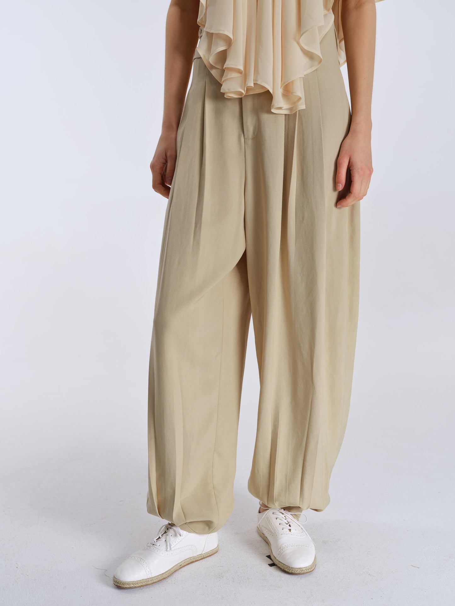 Milo Draped Trousers-Sand