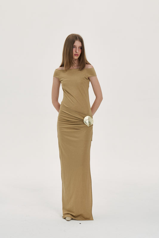 Basile Knit Maxi Dress- Champagne