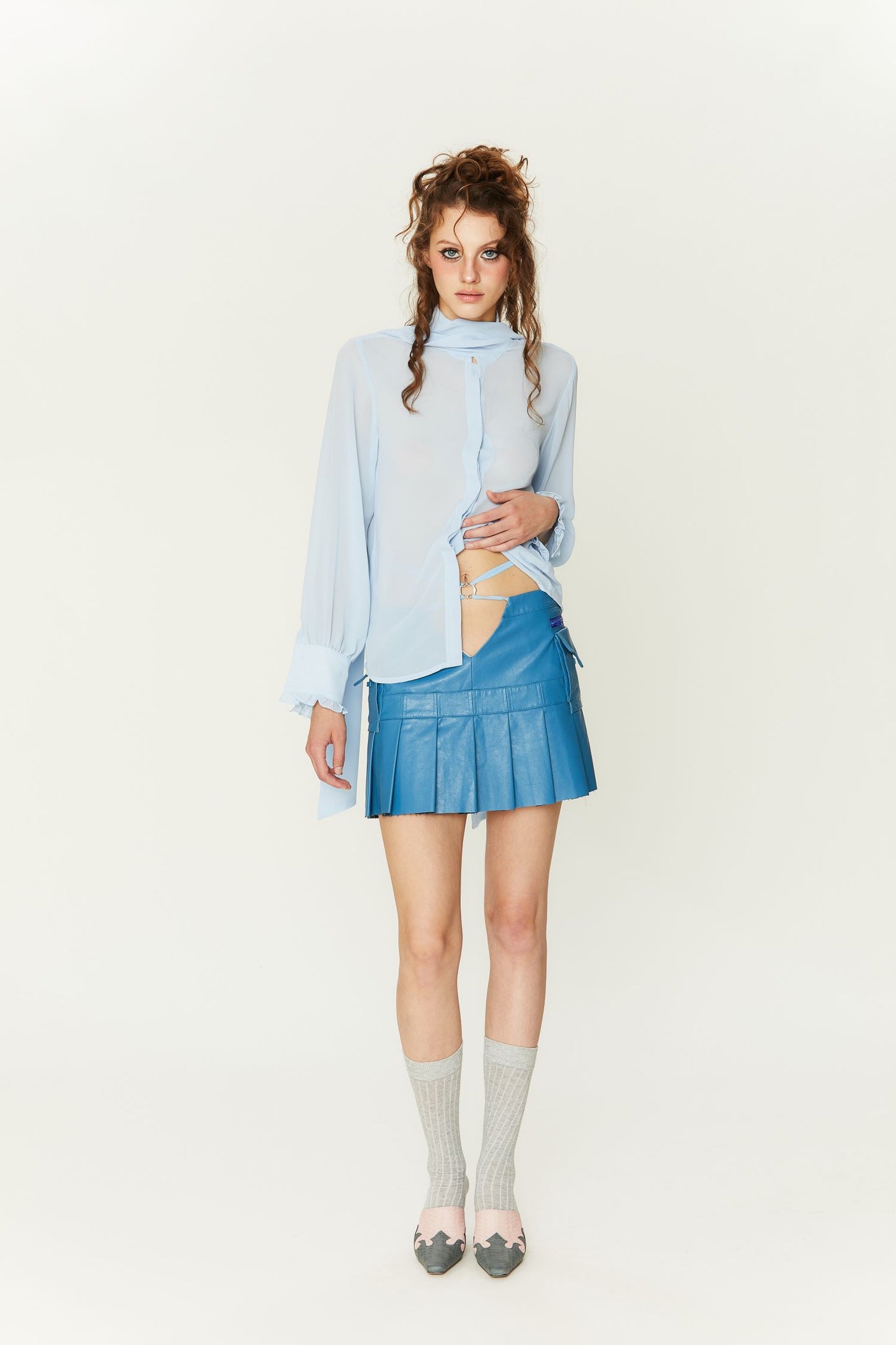 Ivey Low-rise pleated skirt in Blue