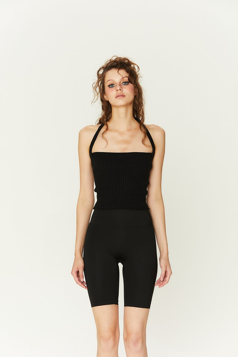 Mali Halter knitted Top in Black