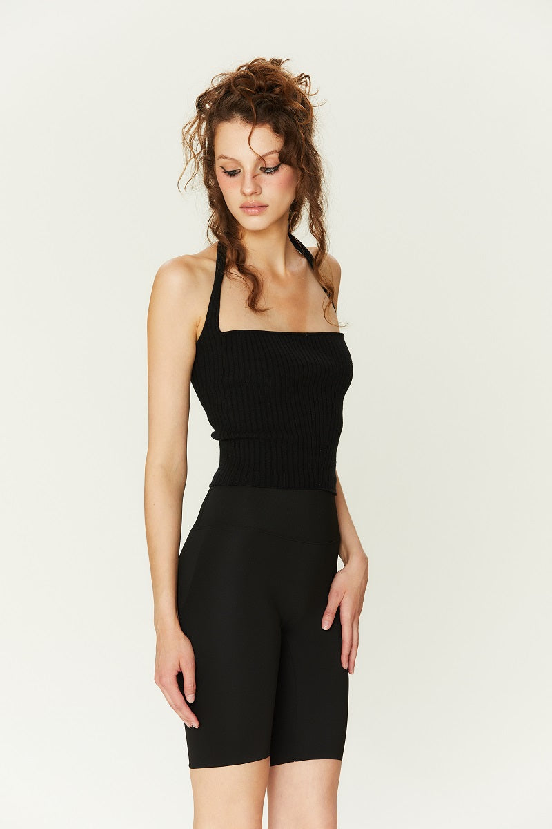 Mali Halter knitted Top in Black