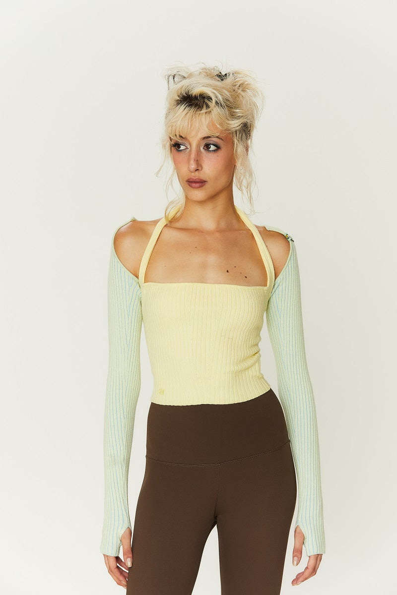 Ref Knitted Sleeves in Yellow/Blue