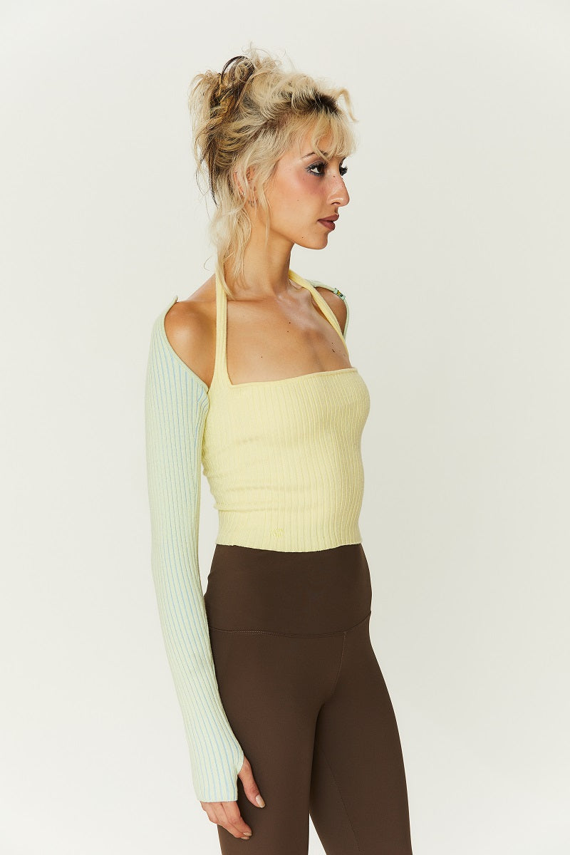 Mali Halter knitted Top in Cream