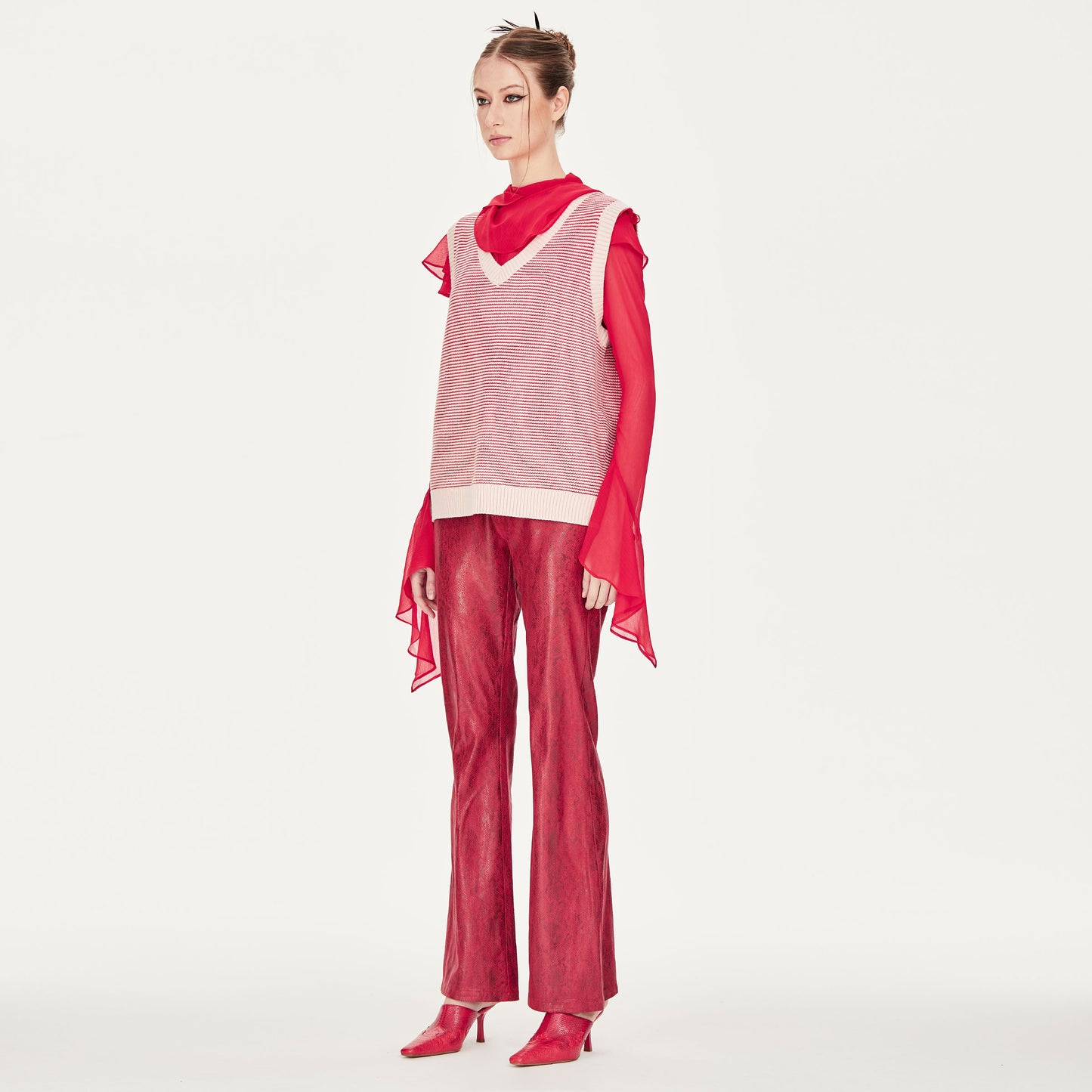 Lola Wool-blend Vest in Red