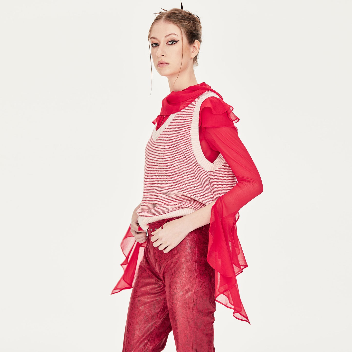 Lola Wool-blend Vest in Red