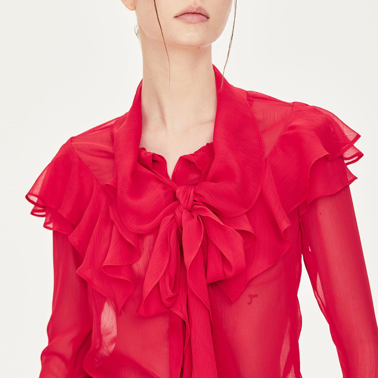 Camille Chiffon Blouse in Red