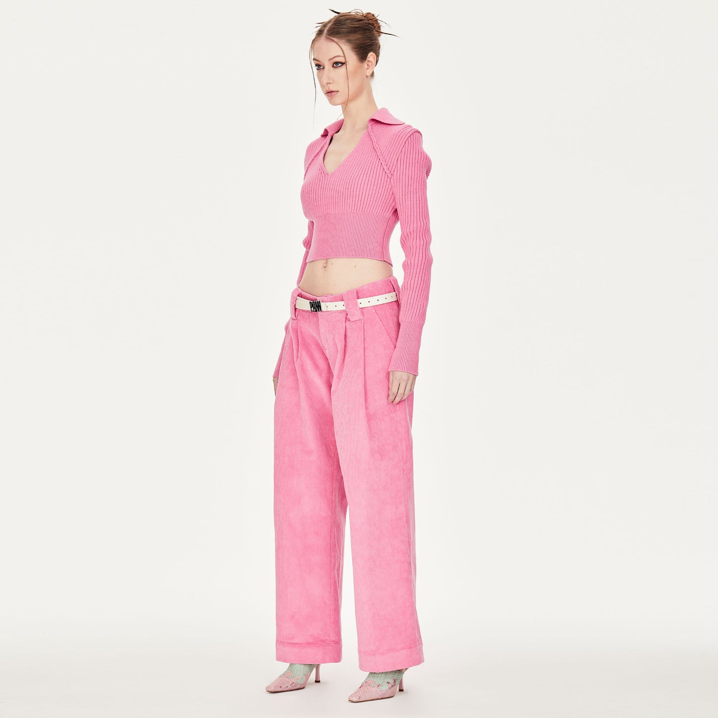 Valerie Cotton-Corduroy Straight-leg Pants in Pink