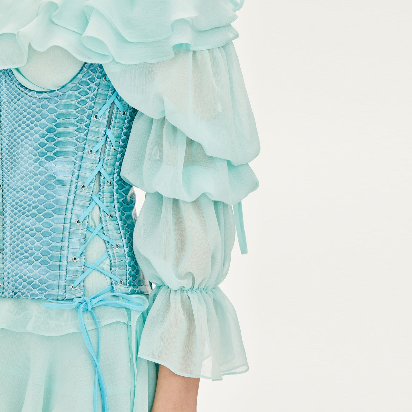 Lexi Off-shoulder Chiffon Mini Dress in Mint