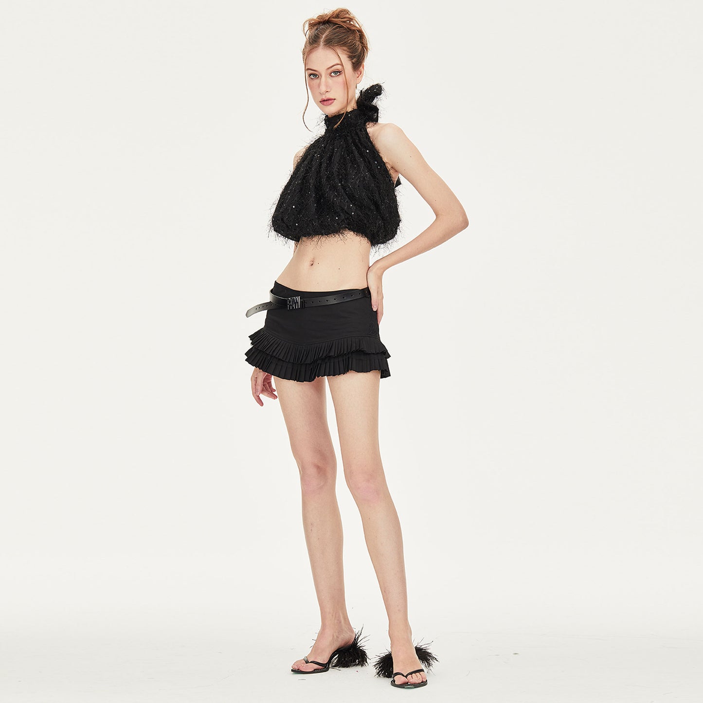 Dream Low-rise Layered Mini Shorts in Black