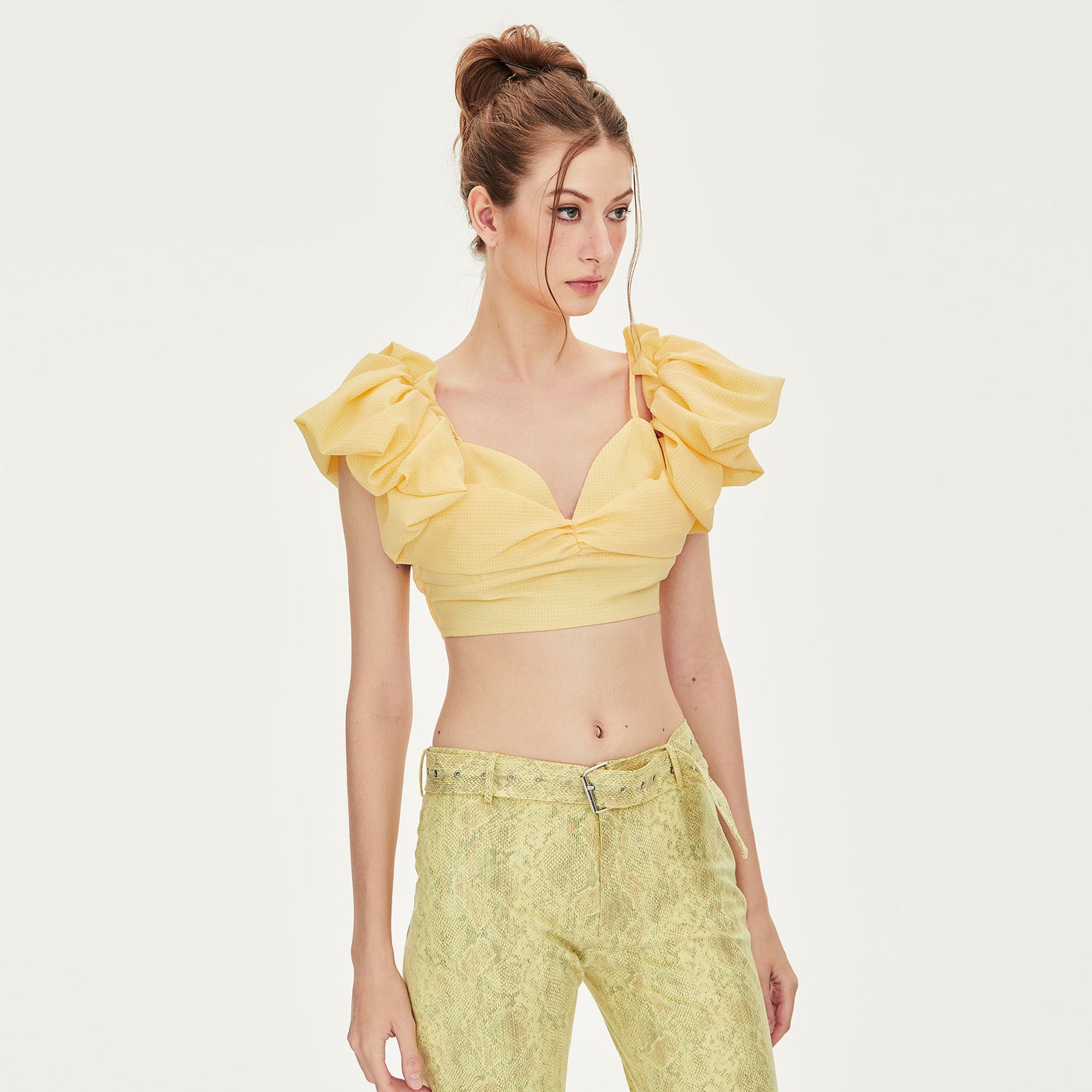 Brie Cotton-blend Strap Top in Yellow