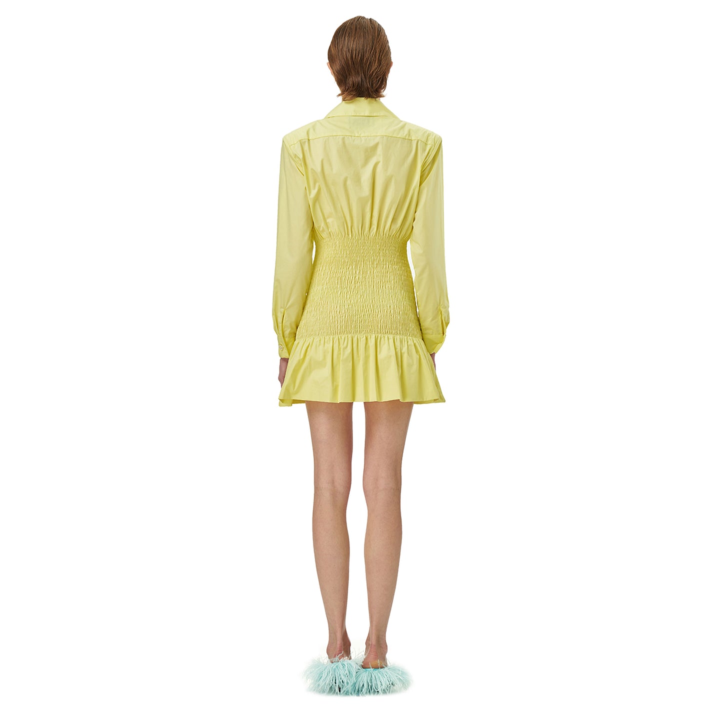 Halli Poplin Mini Shrit Dress in Lemon