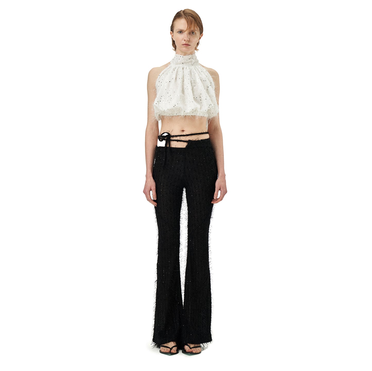 Tadashi Sequined Bow-detailed Top in White