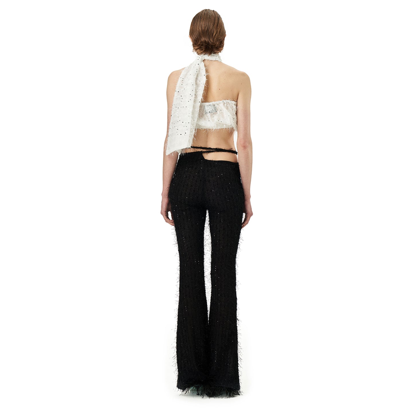 Tadashi Sequined Bow-detailed Top in White