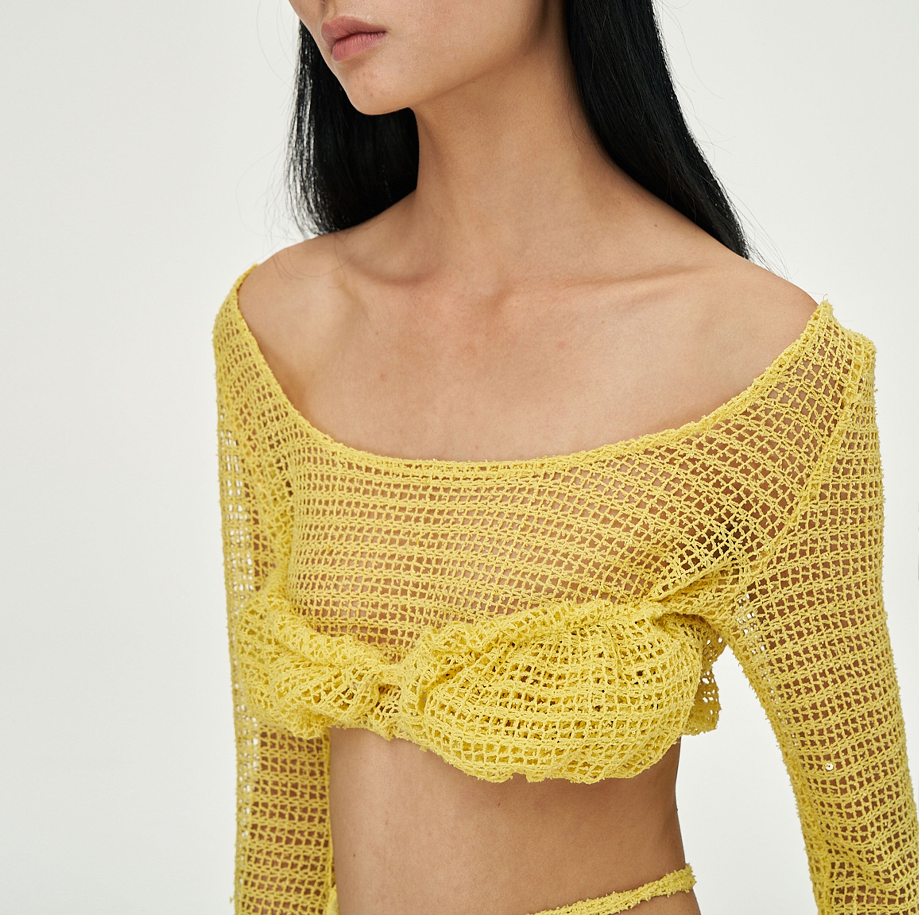 Sundarbay Crocheted Bamboo Top in Yellow – Pann