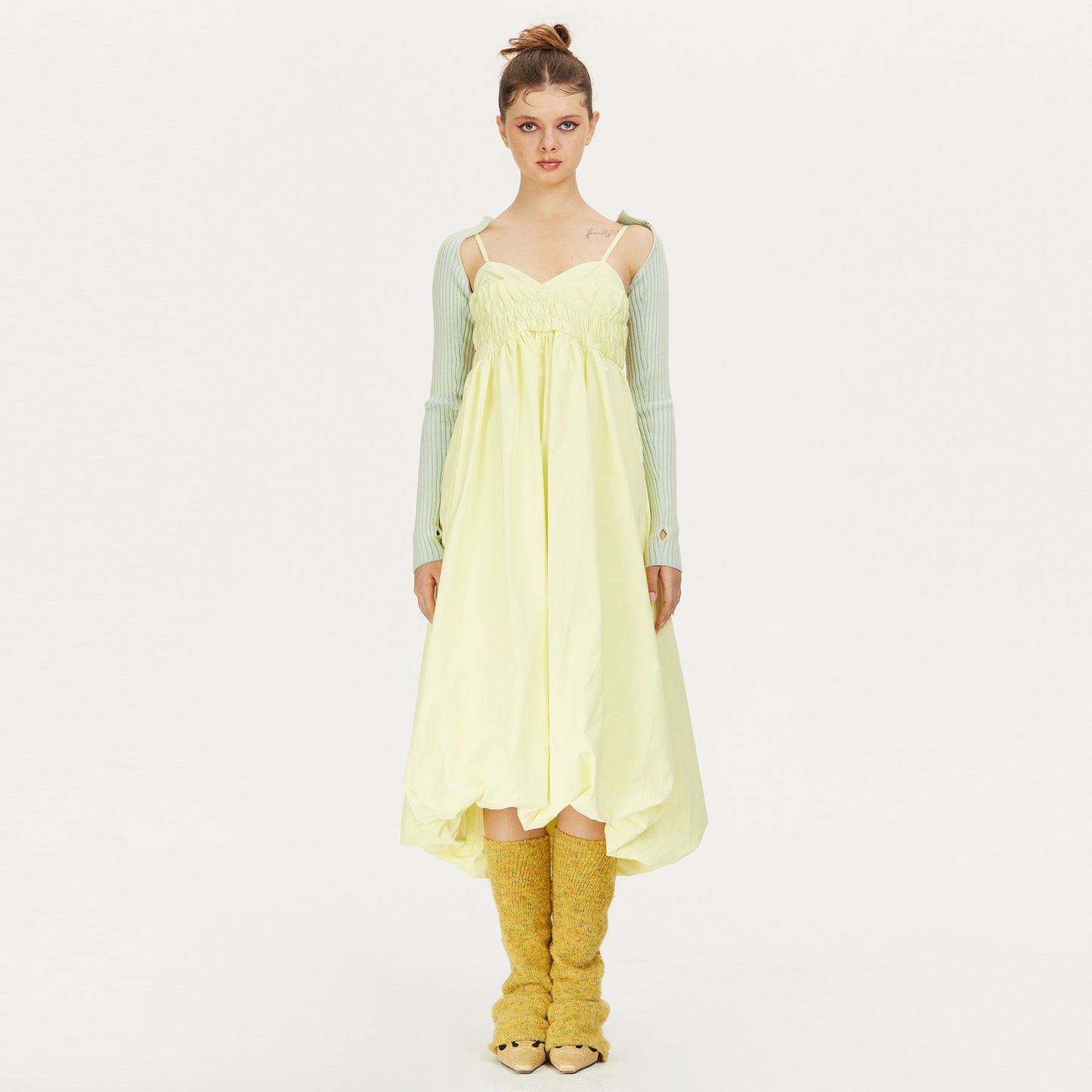 Sonia Slip Puff Maxi Dress in Yellow