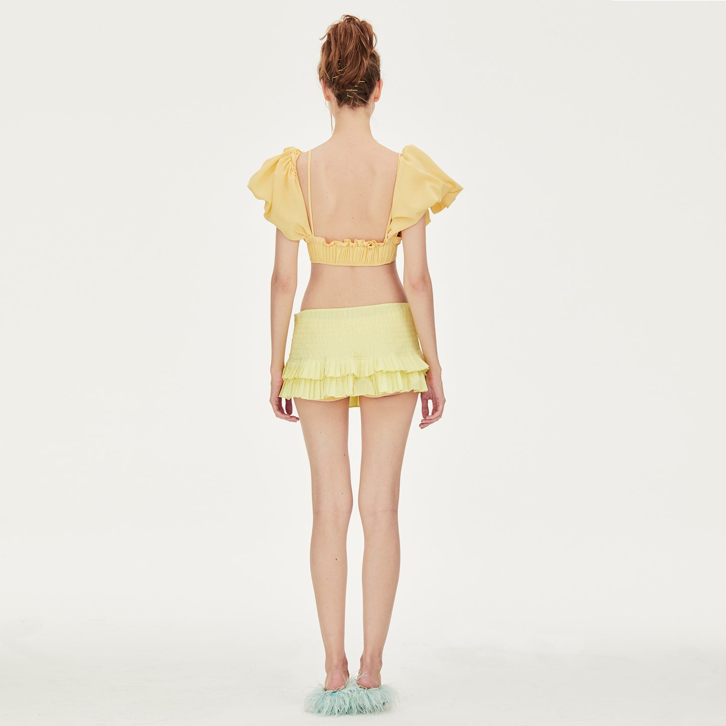 Dream Low-rise Layered Mini Shorts in Yellow