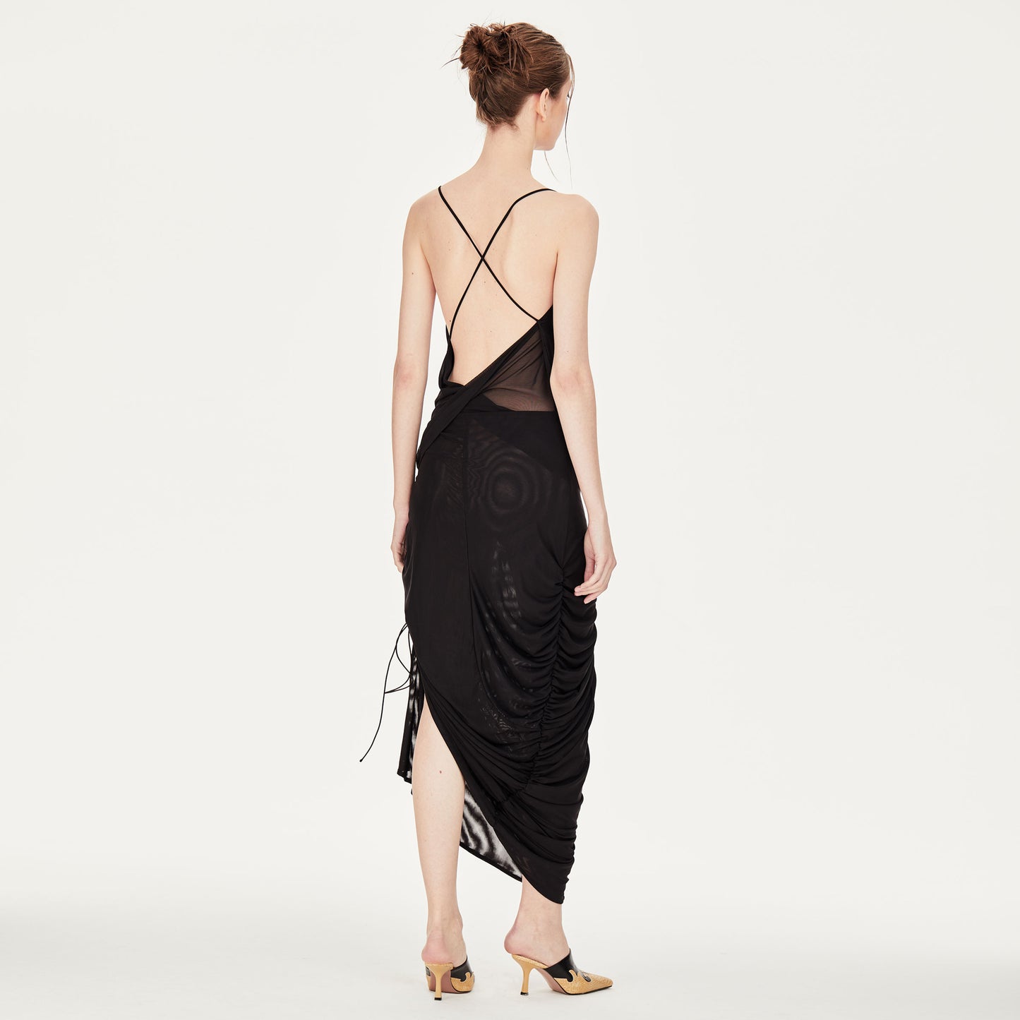 Aria Open-back Slip Maxi Dress in Black