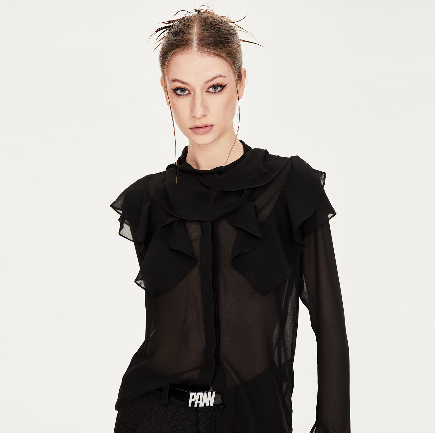 Camille Chiffon Blouse in Black – Pann