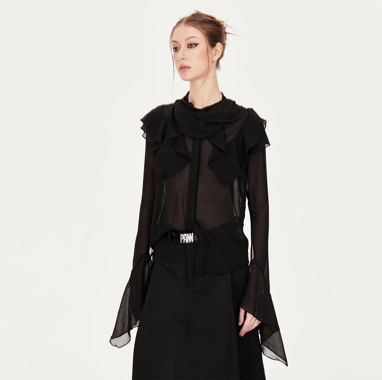 Camille Chiffon  Blouse in Black