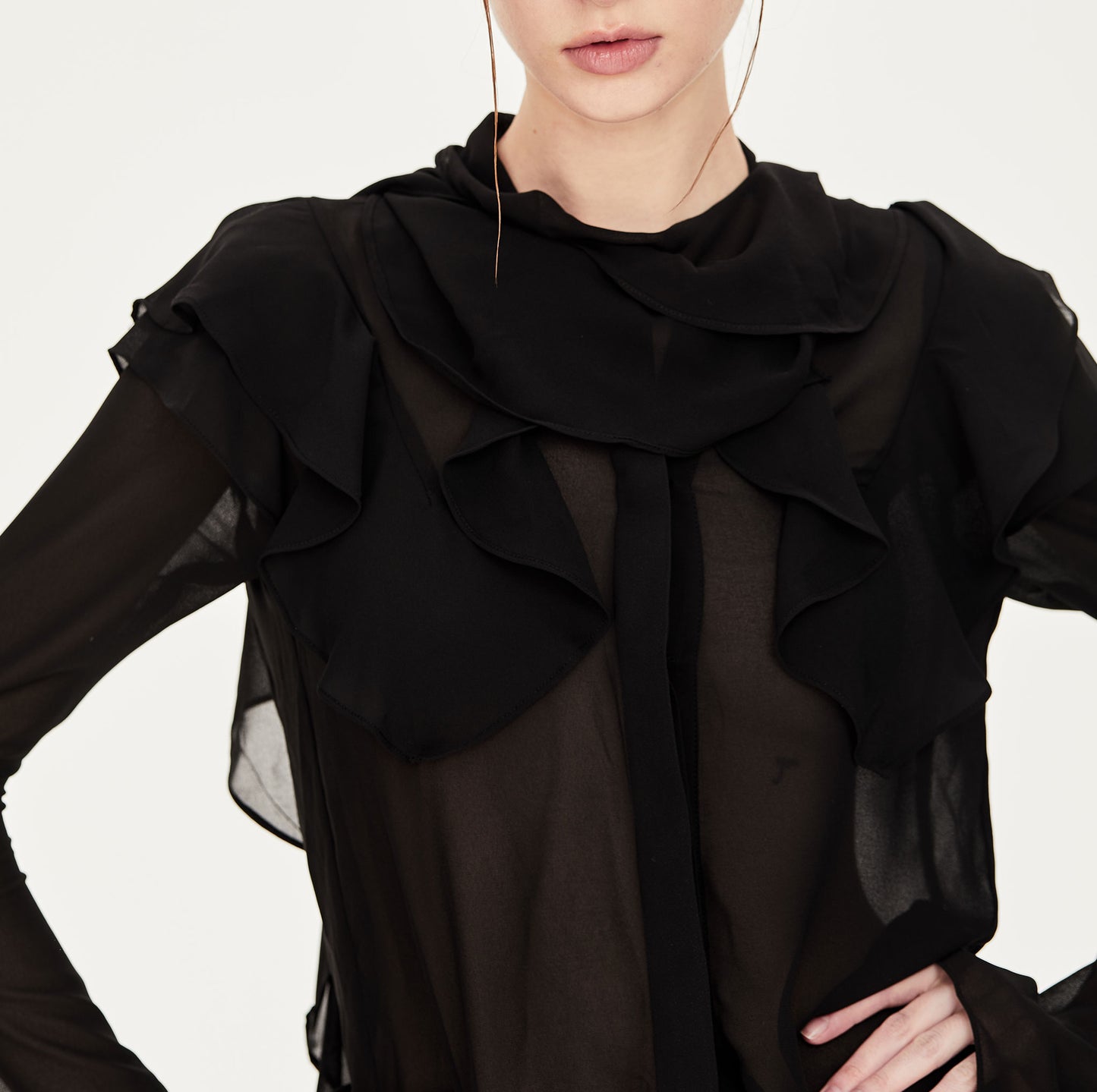Camille Chiffon  Blouse in Black