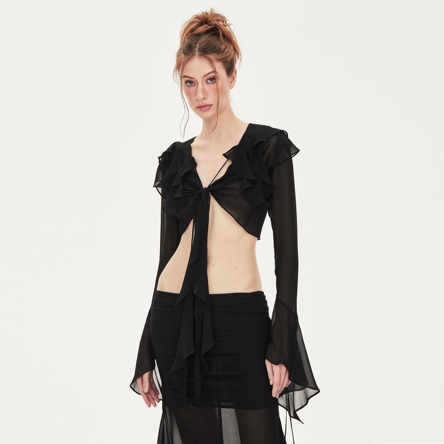 Floriane Chiffon Maxi Skirt in Black