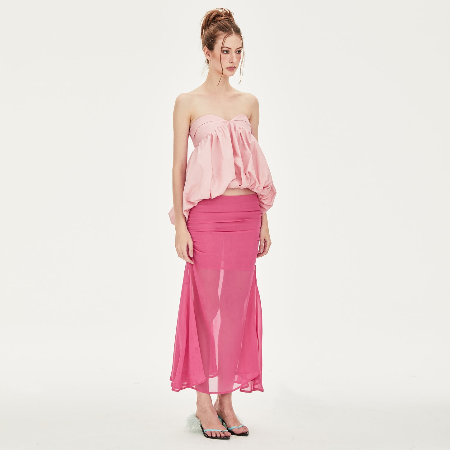 Floriane Chiffon Maxi Skirt in Pink